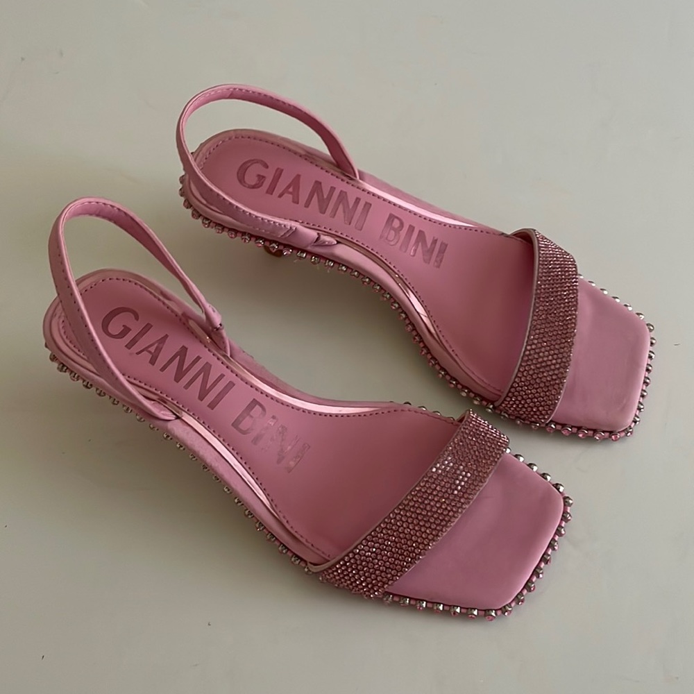 Gianni Bini Pink Beaded Slingback Sandals